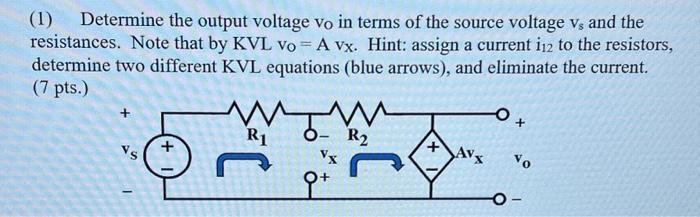 Solved (1) Determine the output voltage vO in terms of the | Chegg.com