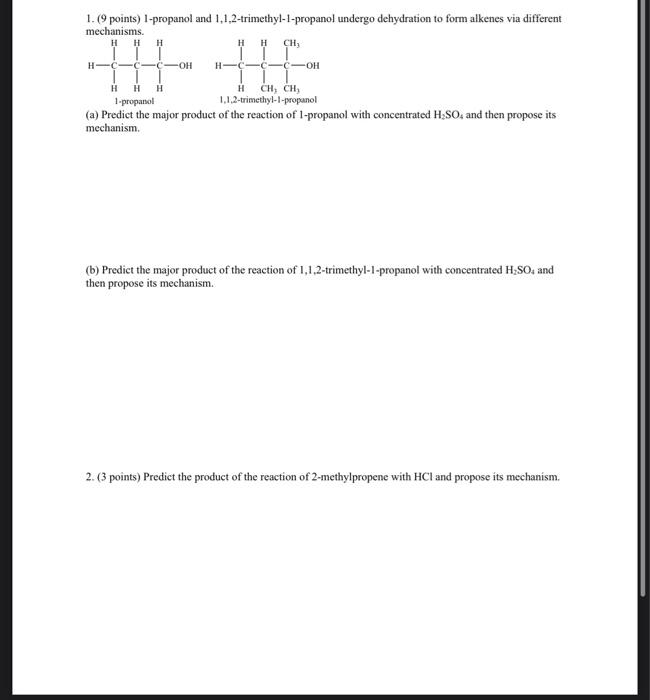 dehydration of 2 methyl 1 propanol