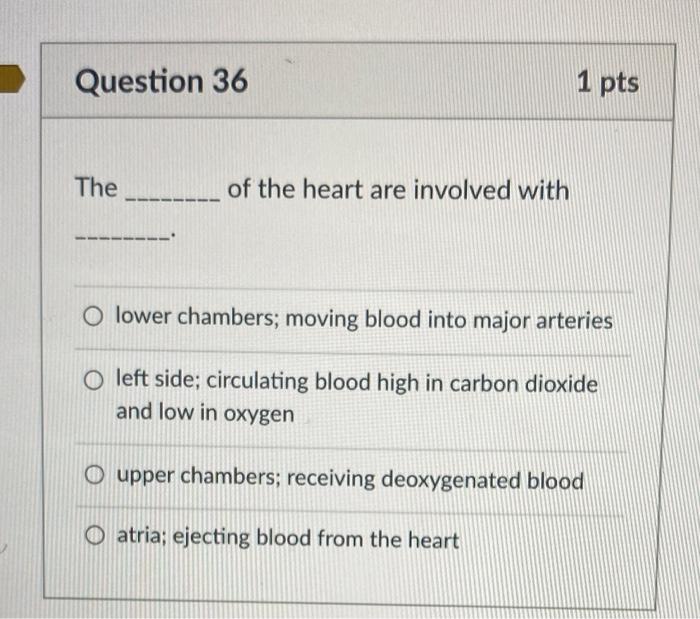 Solved Question 36 1 pts The _____ of the heart are involved | Chegg.com