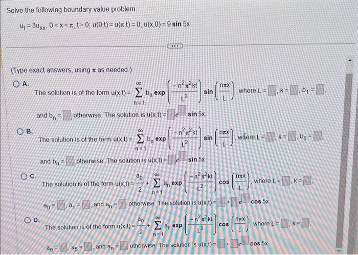 Solved Solve The Following Boundary Value Problem. \\[ | Chegg.com