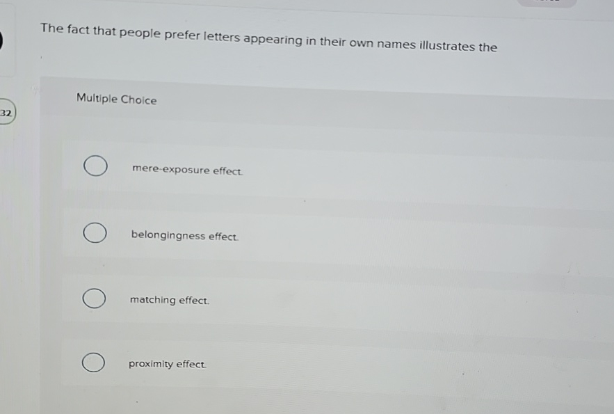 Solved The fact that people prefer letters appearing in | Chegg.com