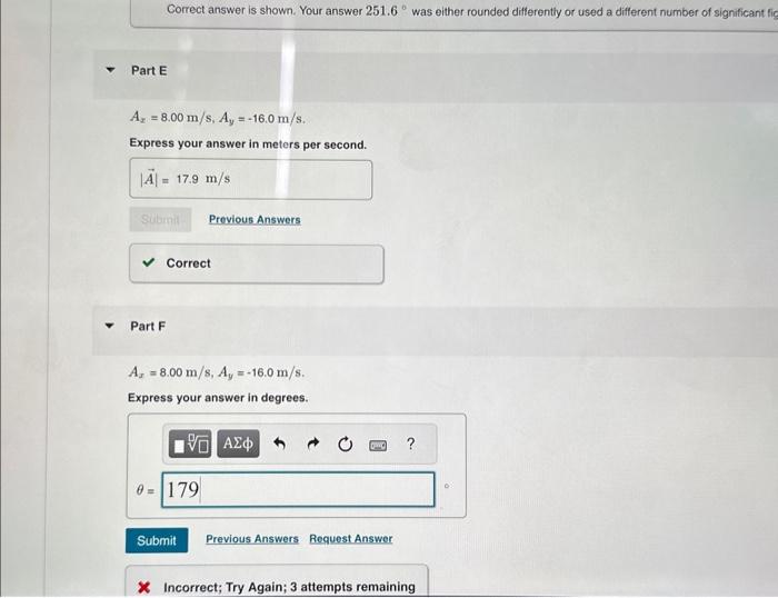 Solved Correct answer is shown. Your answer 251.6∘ was | Chegg.com