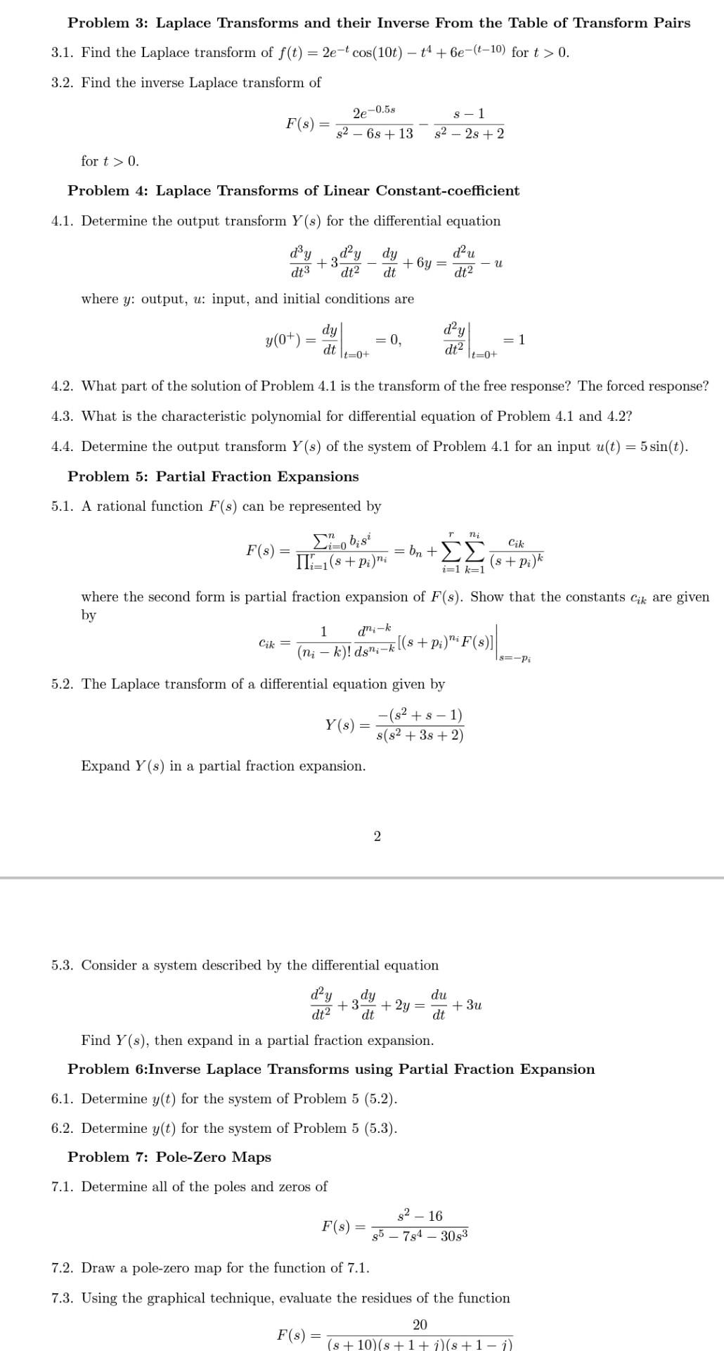 Solved Problem 1: Laplace Transform from the Definition 1.1. | Chegg.com