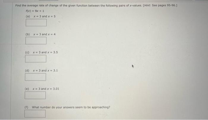 Solved Find the average rate of change of the given function | Chegg.com