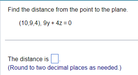 Solved Find the distance from the point to the | Chegg.com