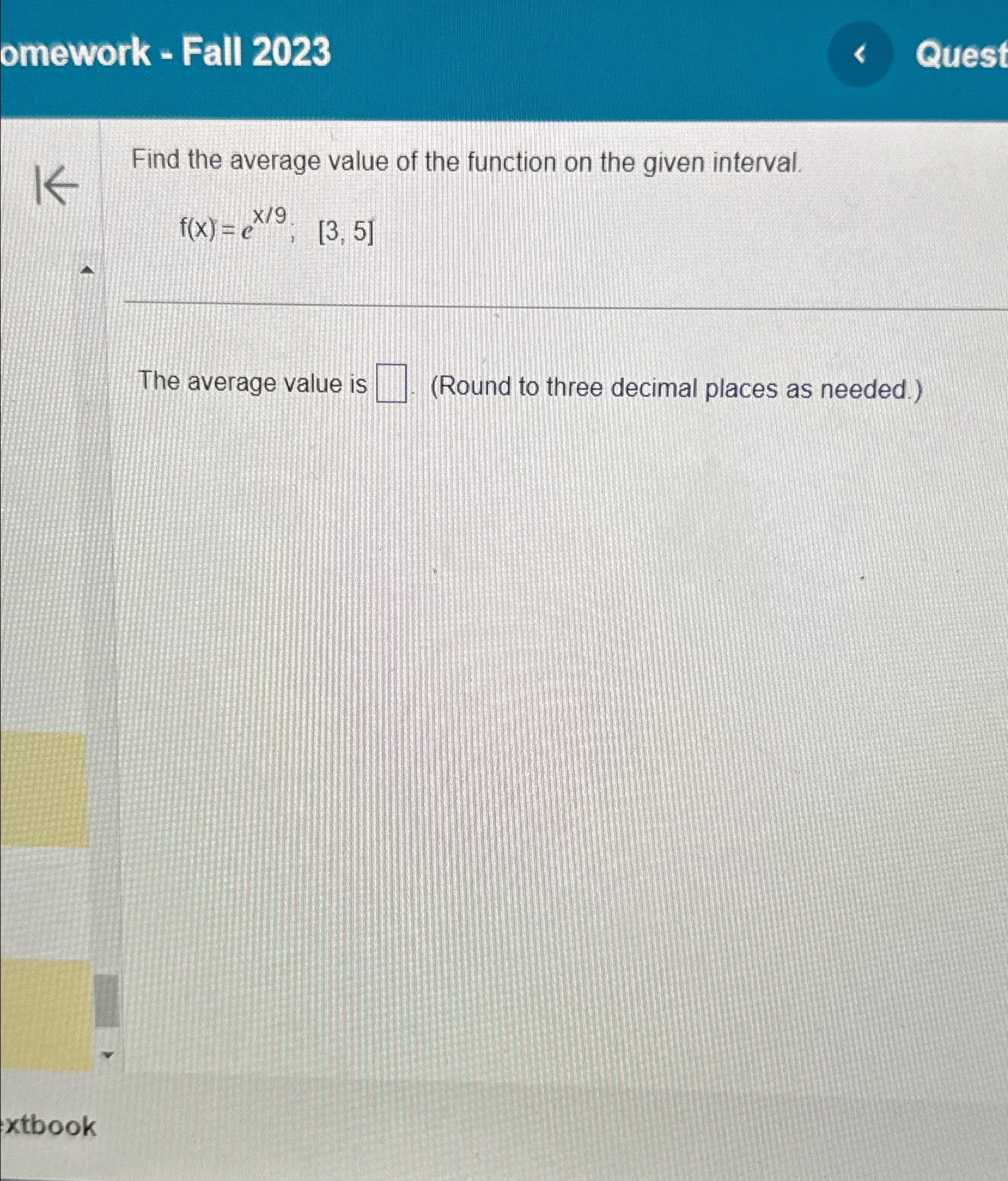 Solved Find the average value of the function on the given | Chegg.com