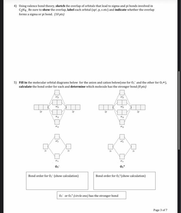 Solved 4 Using valence bond theory sketch the overlap of Chegg