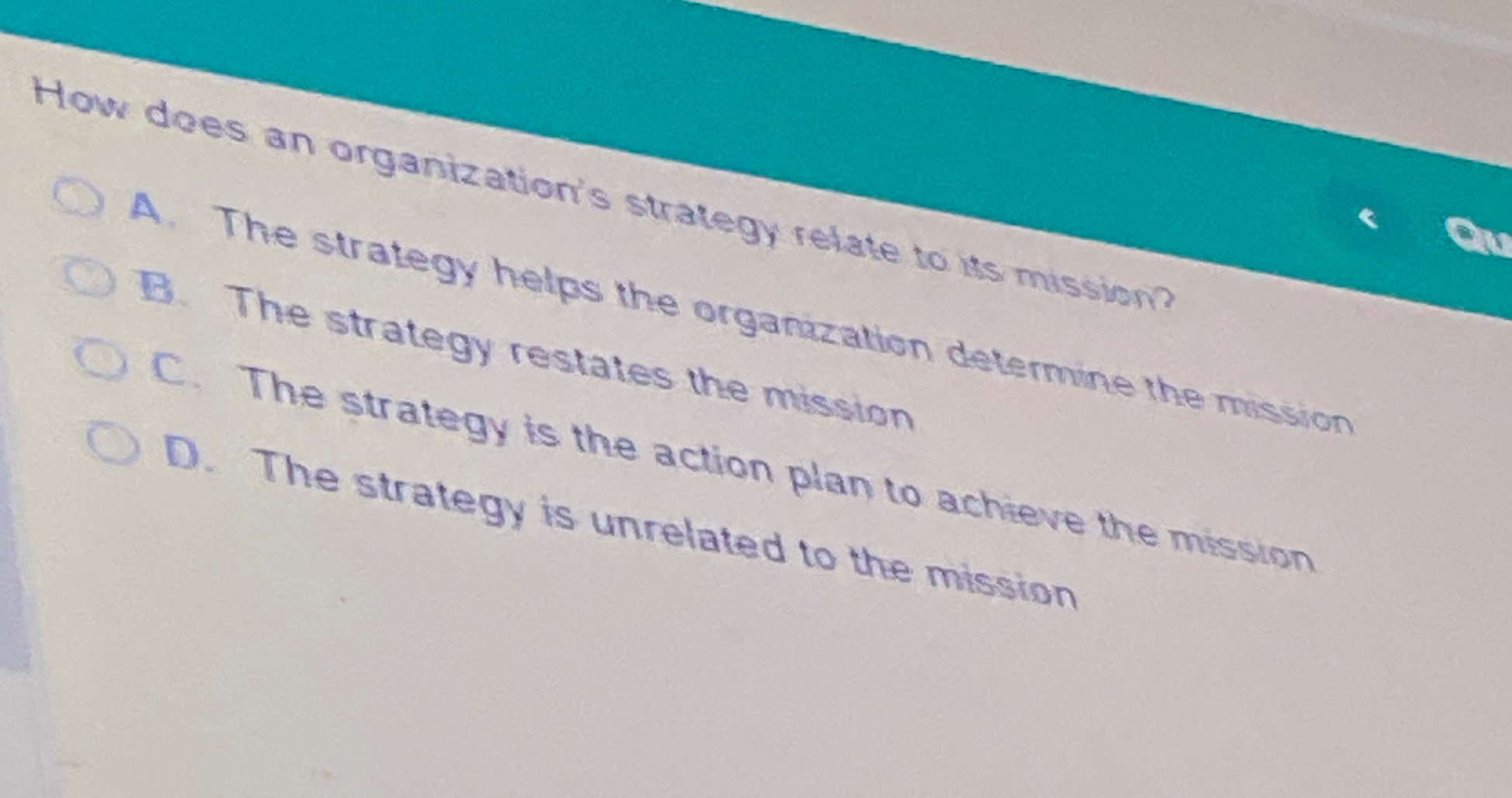 Solved How does an organization's strategy relate to its | Chegg.com