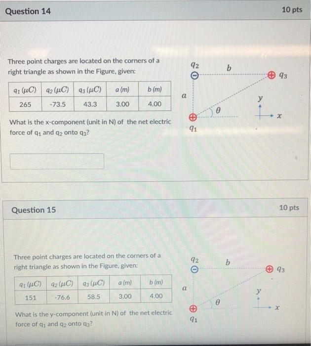 Solved Three Point Charges Are Located On The Corners Of A