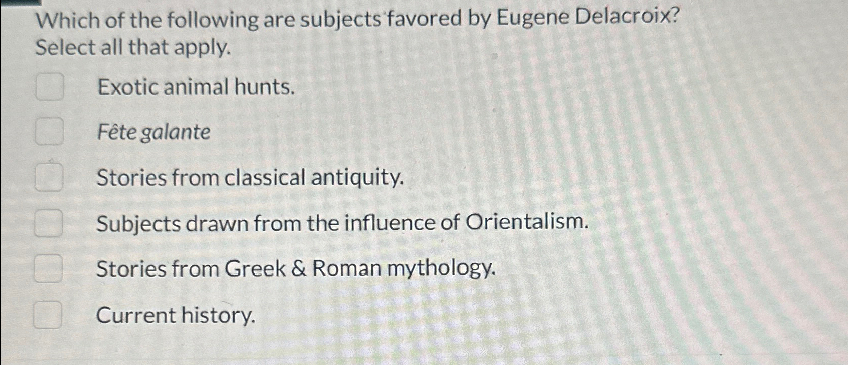 Solved Which of the following are subjects favored by Eugene | Chegg.com