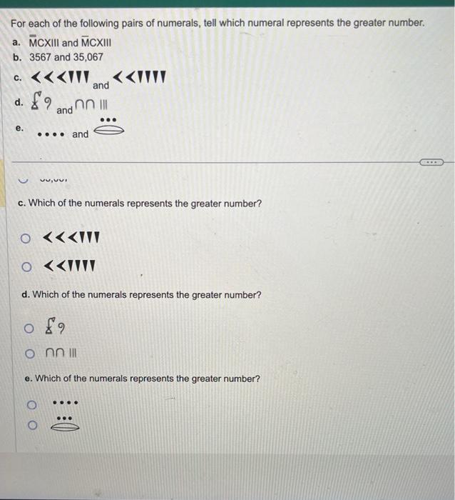 Solved For Each Of The Following Pairs Of Numerals, Tell | Chegg.com