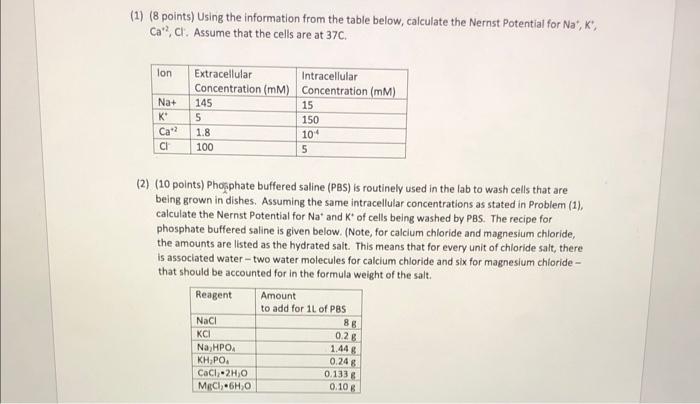 Solved (2) (10 points) Phosphate buffered saline (PBS) is | Chegg.com