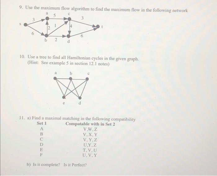 Solved 9. Use The Maximum Flow Algorithm To Find The Maximum | Chegg.com