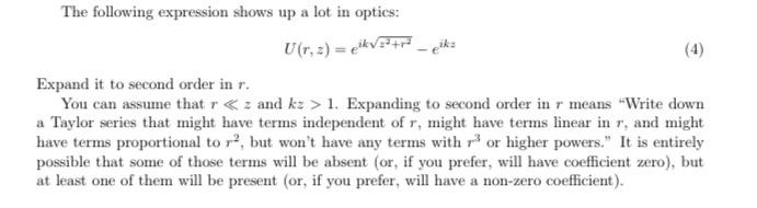 Solved The following expression shows up a lot in optics: | Chegg.com