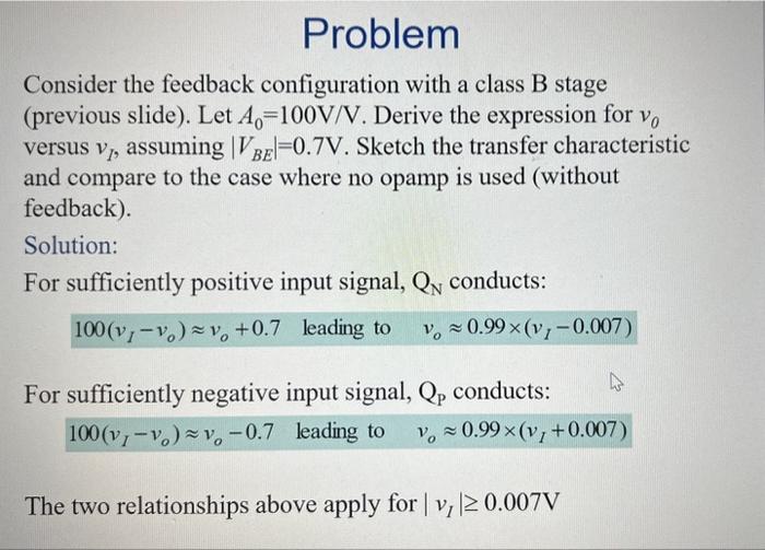 Solved Reducing Crossover Distortion Op amp connected in a