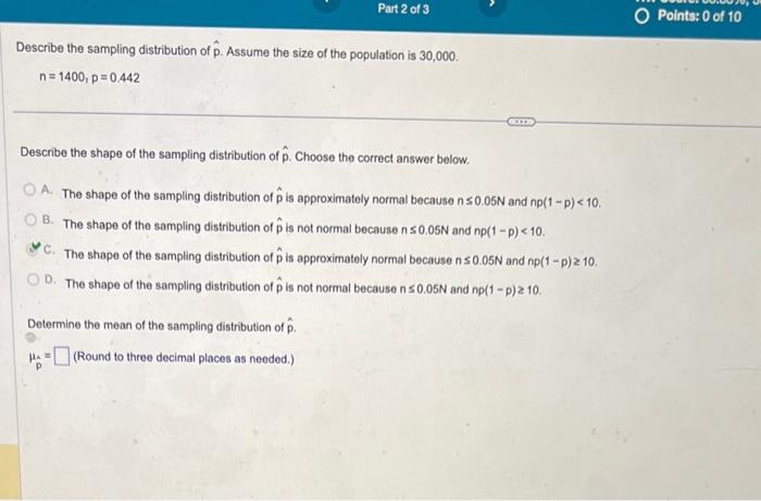 Solved Describe the sampling distribution of p^. Assume the | Chegg.com