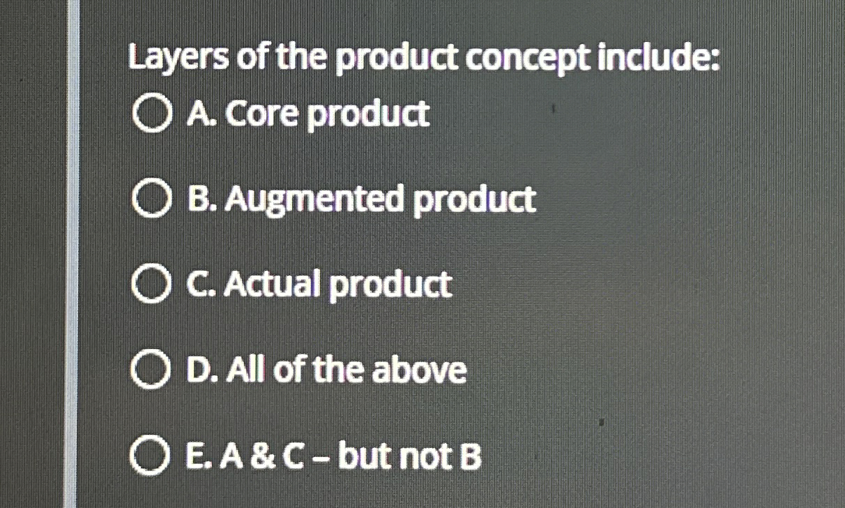 Solved Layers of the product concept include:A. ﻿Core | Chegg.com