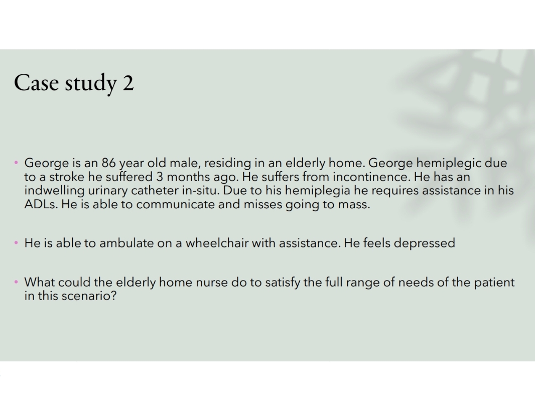 Solved Case study 2George is an 86 ﻿year old male, residing | Chegg.com