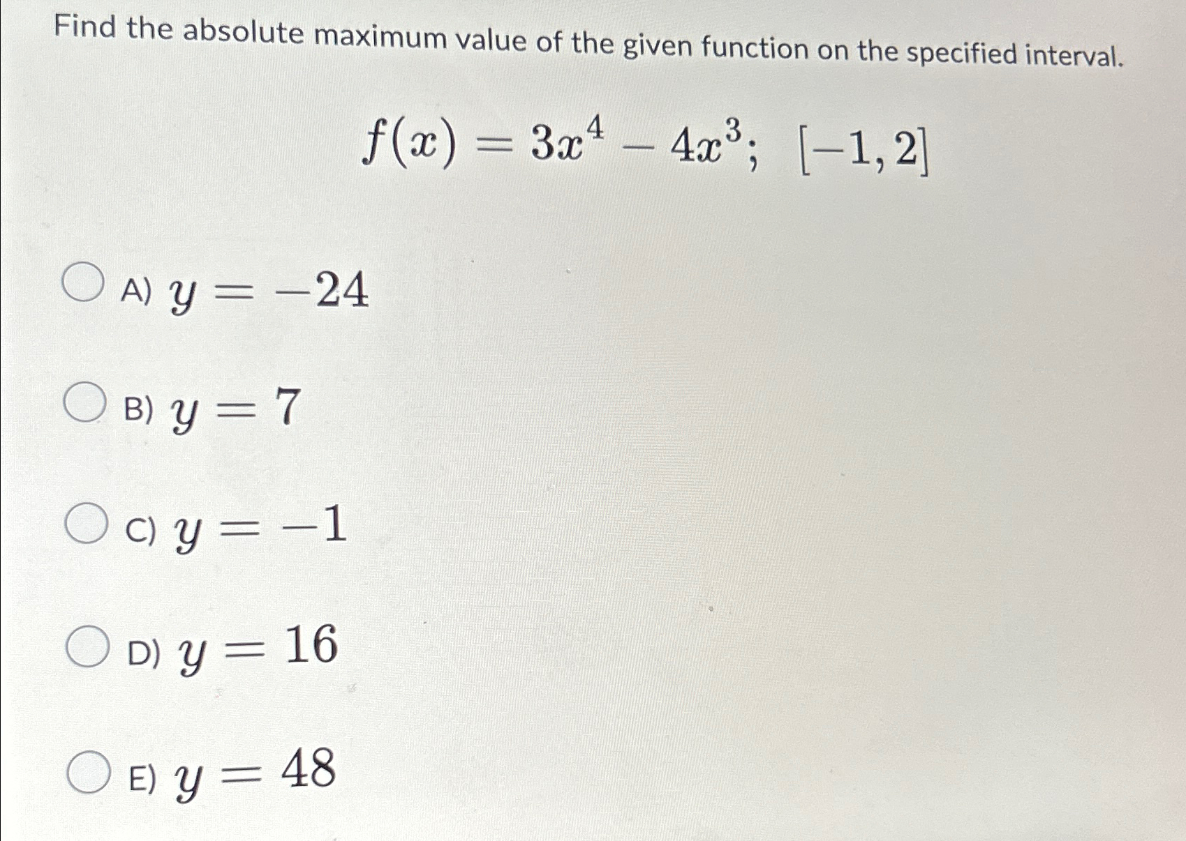Find the absolute maximum value of the given function | Chegg.com
