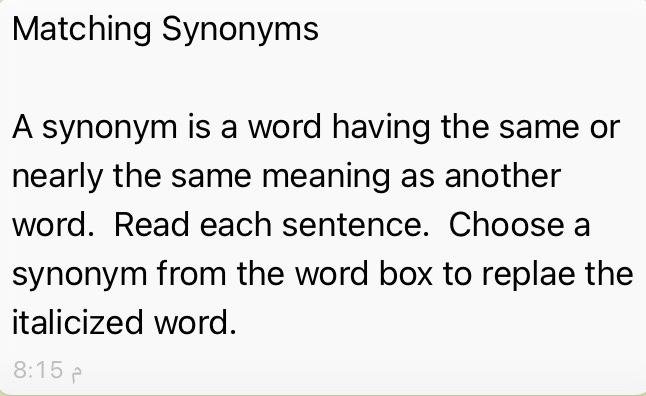 Use The Words in The Box To Find Synonyms For The Italicized Words