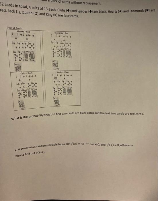 Solved Pack Of Cards Without Replacement 52 Cards In Tot