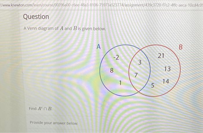Solved A Venn diagram of A and B is given below. Find Ac∩B. | Chegg.com