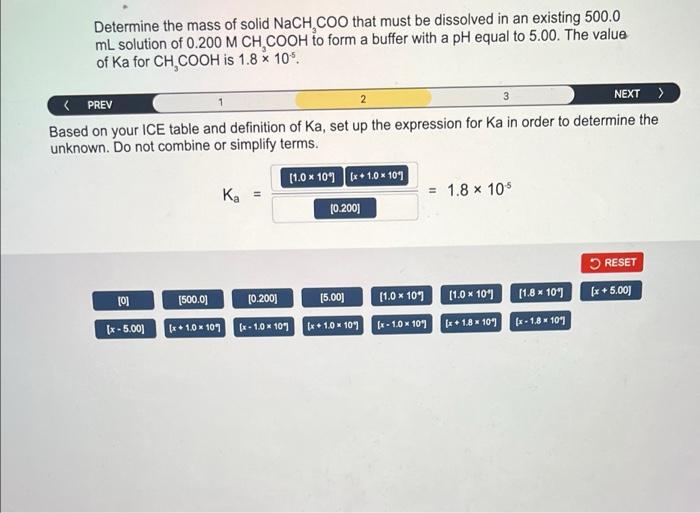 Solved Determine the mass of solid NaCH COO that must be | Chegg.com