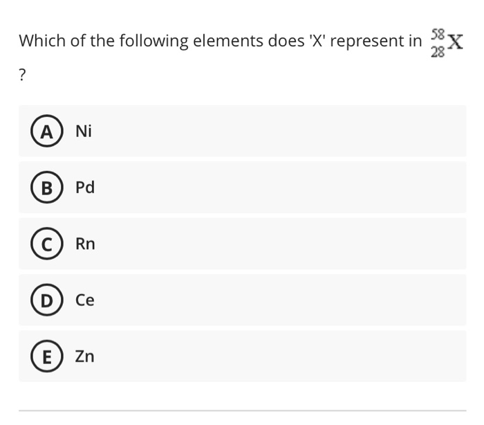 Solved Which of the following elements does 'X' represent in