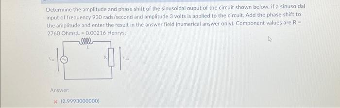Solved Determine the amplitude and phase shift of the | Chegg.com