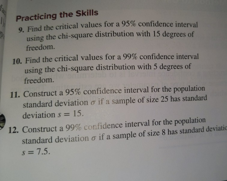 Solved Practicing the Skills 9. Find the critical values for | Chegg.com