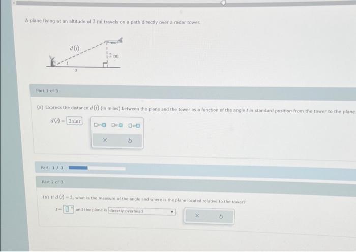 Solved A Plane Flying At An Altude Of 2 Mathrm Mi Chegg Com