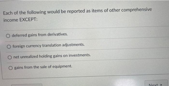 solved-each-of-the-following-would-be-reported-as-items-of-chegg