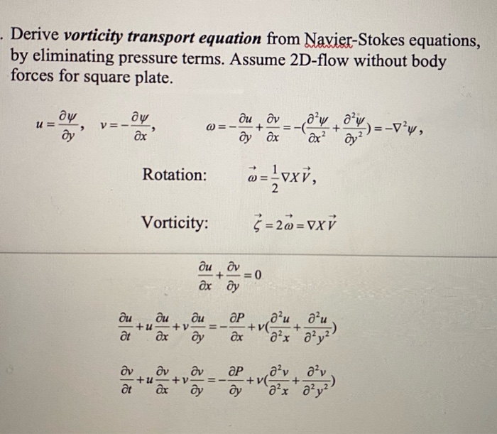 Solved Derive Vorticity Transport Equation From | Chegg.com