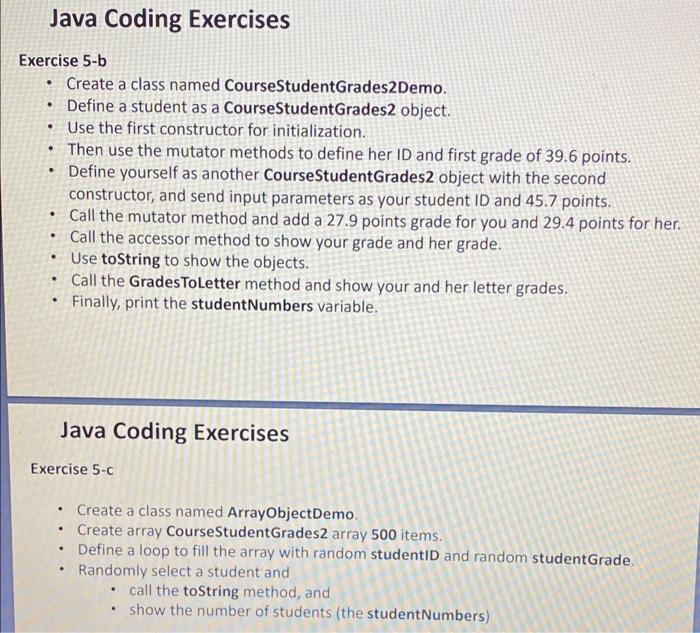 Solved Exercise 4-a - Create a class named | Chegg.com