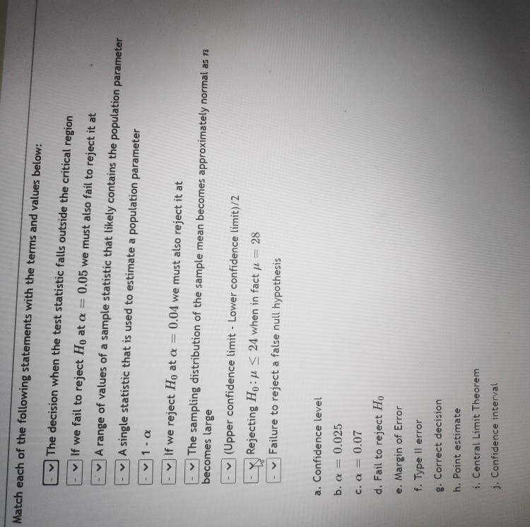 Solved Match each of the following statements with the terms | Chegg.com