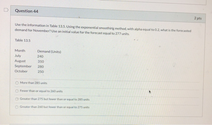 Solved Question 42 2pts Use the information in Table 13.5. | Chegg.com