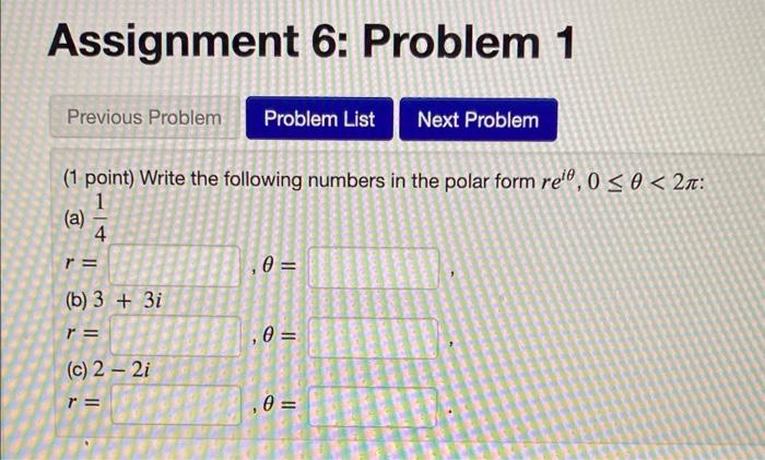 Solved Assignment 6: Problem 1 (1 point) Write the following | Chegg.com