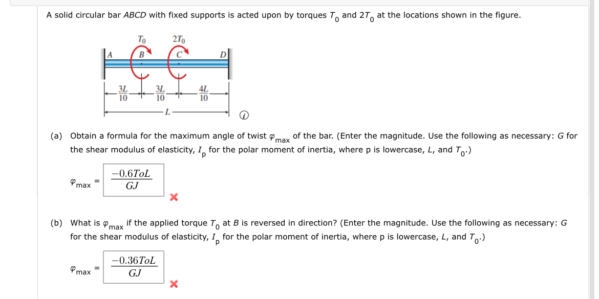 A solid circular bar ABCD with fixed supports is | Chegg.com