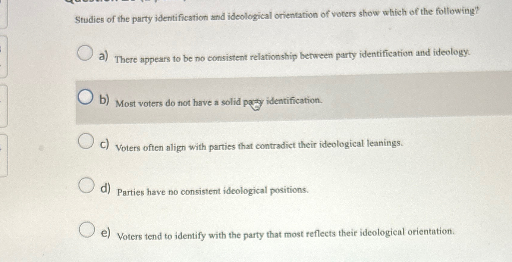 Solved Studies of the party identification and ideological | Chegg.com