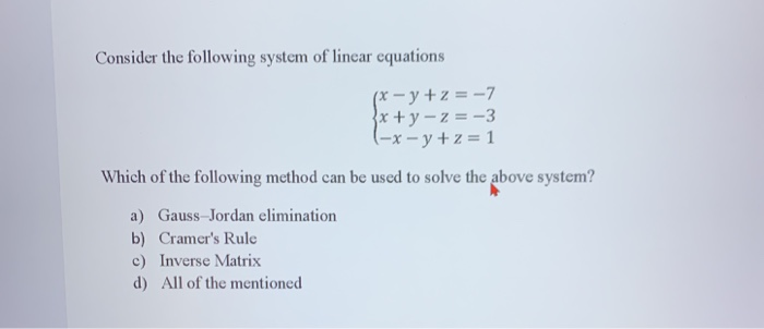 Solved Consider the following system of linear equations (x | Chegg.com