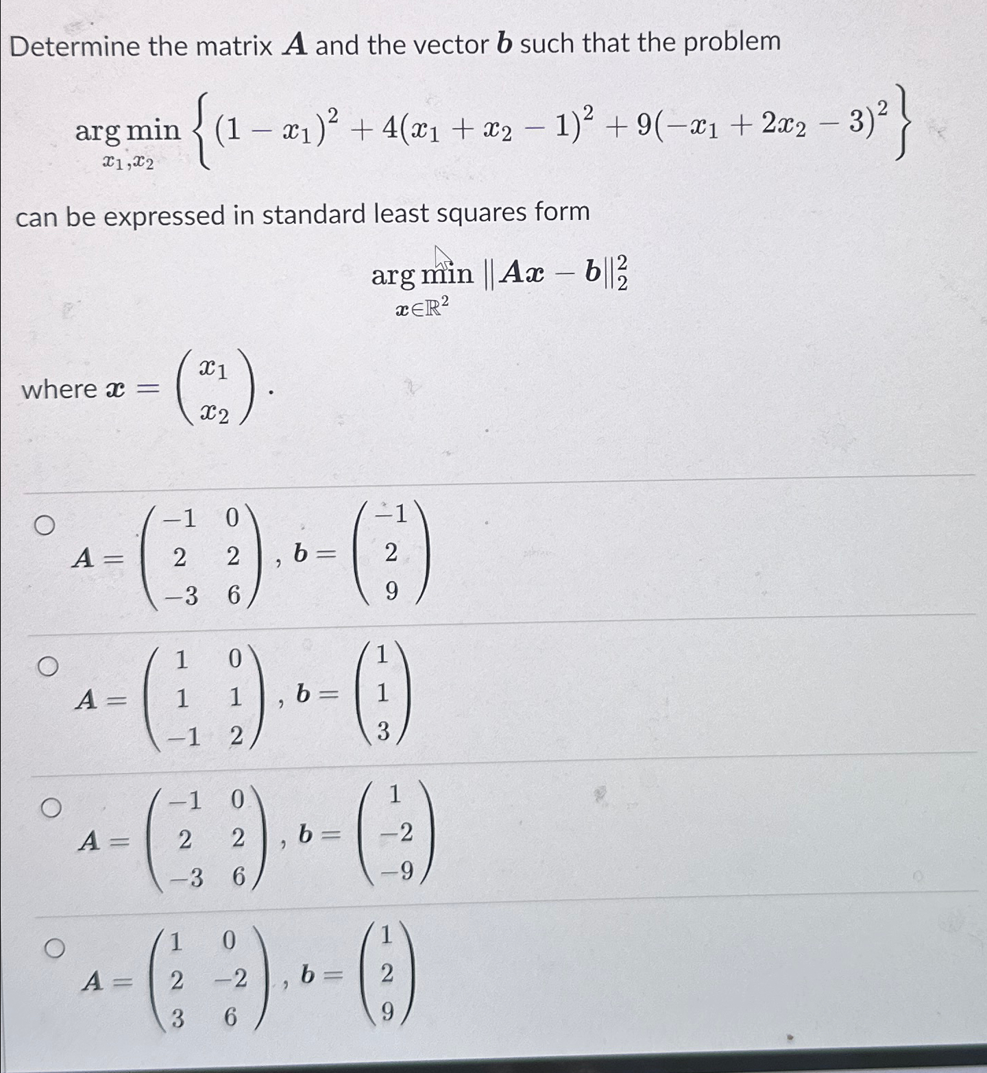 Solved Determine the matrix A and the vector b ﻿such that | Chegg.com