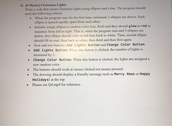 Solved . 4) 18 Marks Christmas Lights Write a code that | Chegg.com