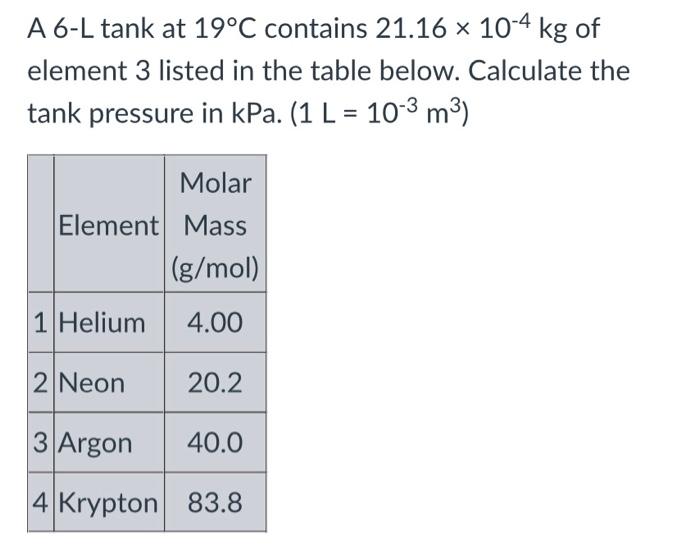 Solved A 7-L tank at 24°C contains 16.72 x 10-4 kg of
