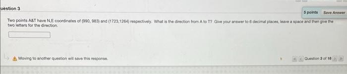Solved uestion 3 5 points Save Answer Two points A&T have | Chegg.com