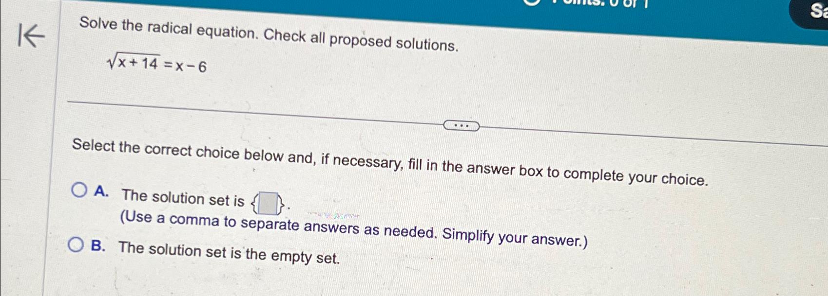Solved Solve the radical equation. Check all proposed | Chegg.com