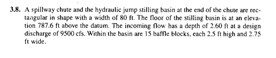 Solved 1.8. A spillway chute and the hydraulic jump stilling | Chegg.com