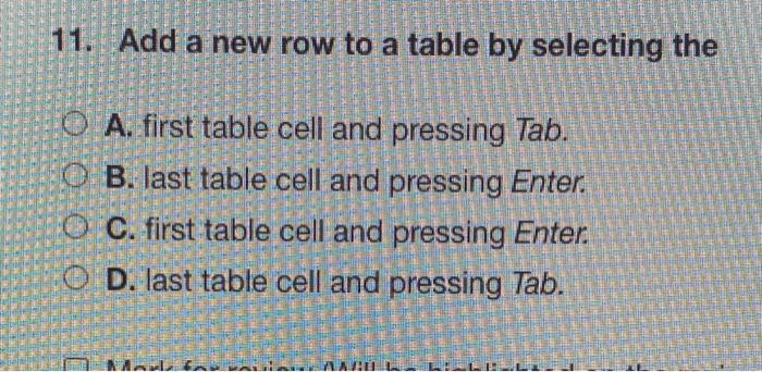 Solved TE TE alla 11. Add a new row to a table by selecting