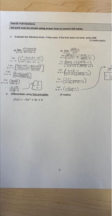 Solved Part B: Full Solutions All work must be shown using | Chegg.com