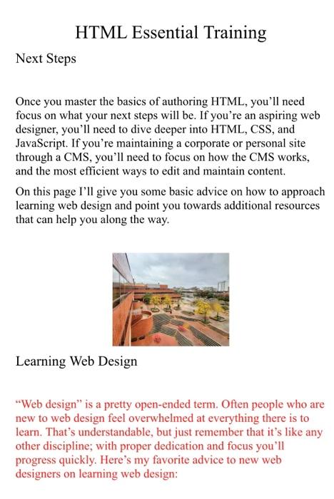 Solved HTML Essential Training Next Steps Once you master | Chegg.com