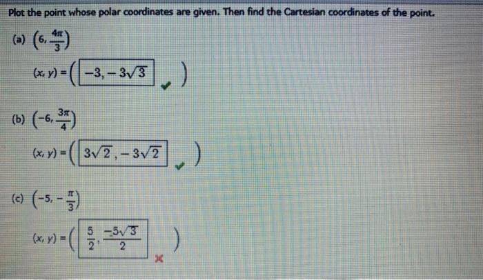 Find the cartesian coordinates of the points whose polar coordinates are given best sale